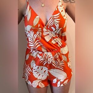 Colorful tropical printed romper